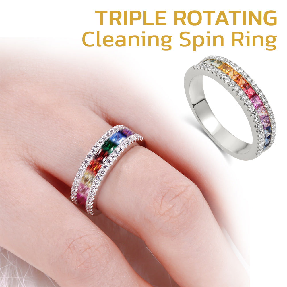 GFOUK™ Rainbow Tourmaline Lvmphvity Cleaning Spin Ring